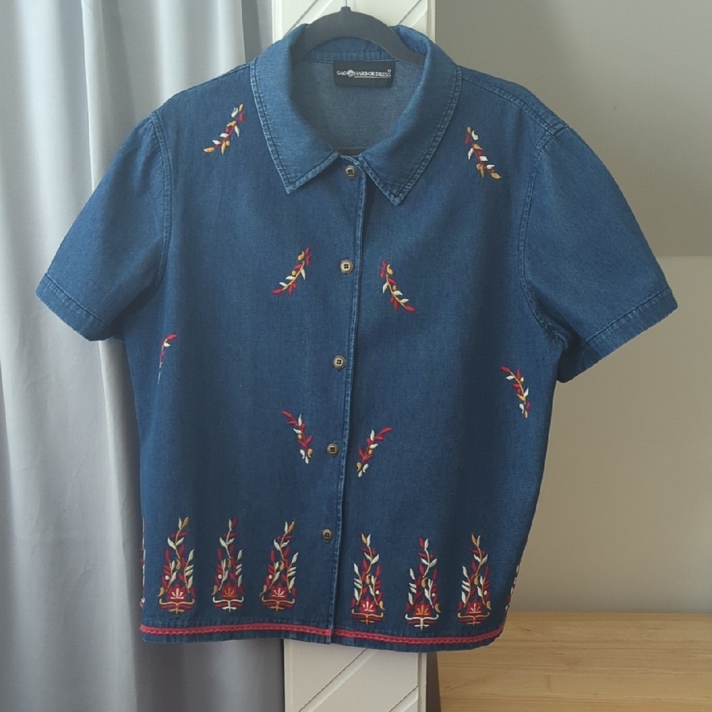 Sag Harbor Blue Denim Top